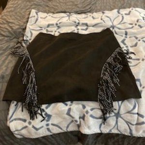 Rhinestone Fringe Suede Skirt
